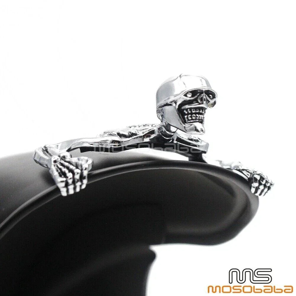 Chrome Skull Headlight Visor for Harley Dyna Bobber