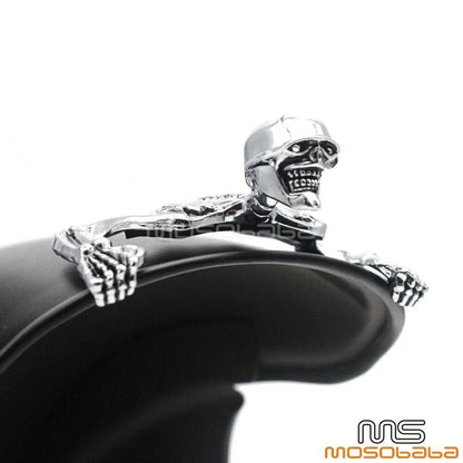Chrome Skull Headlight Visor for Harley Dyna Bobber