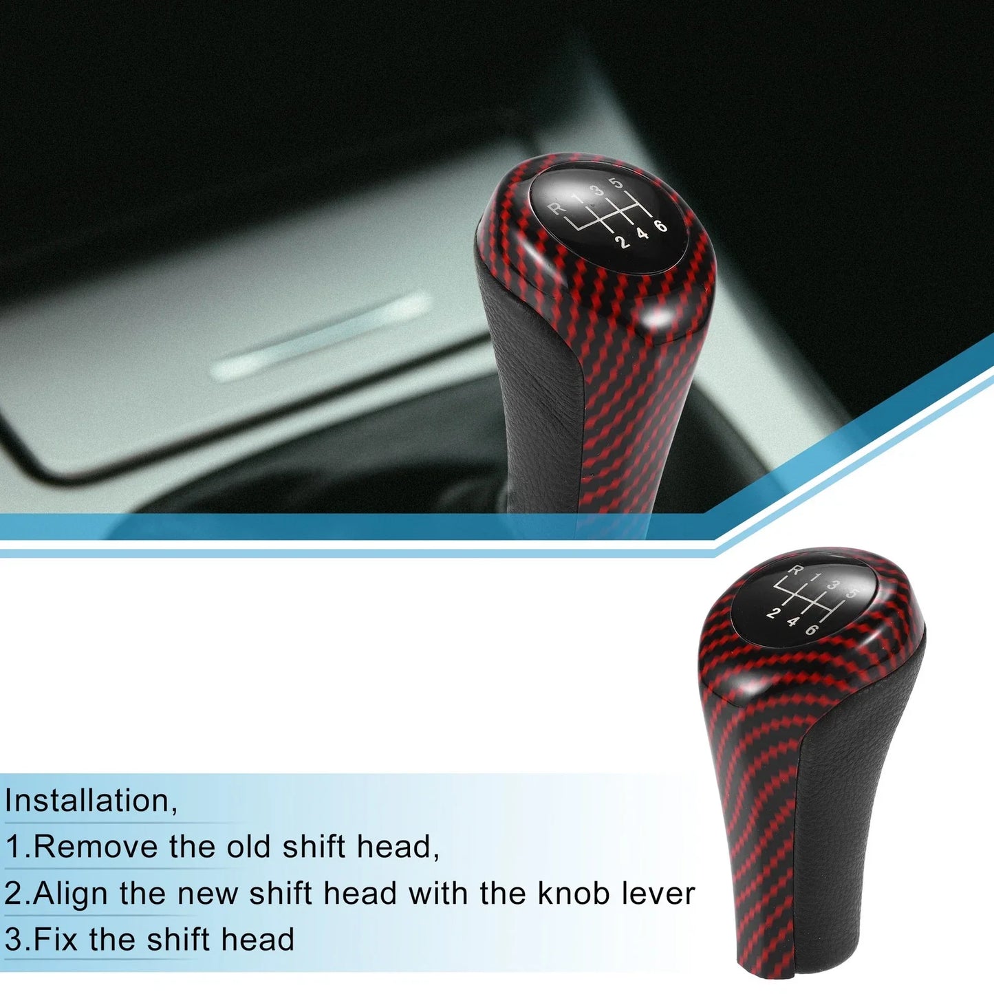 6 Speed Manual Gear Shift Knob for BMW Black Red