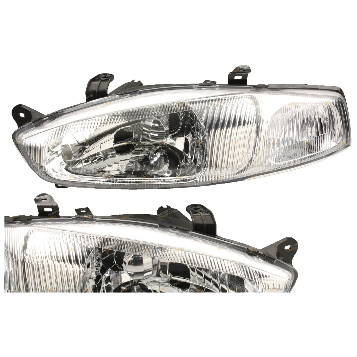 LH+RH Headlights (2) for Mitsubishi CE Lancer Mirage Coupe Hatch (1998-2004)