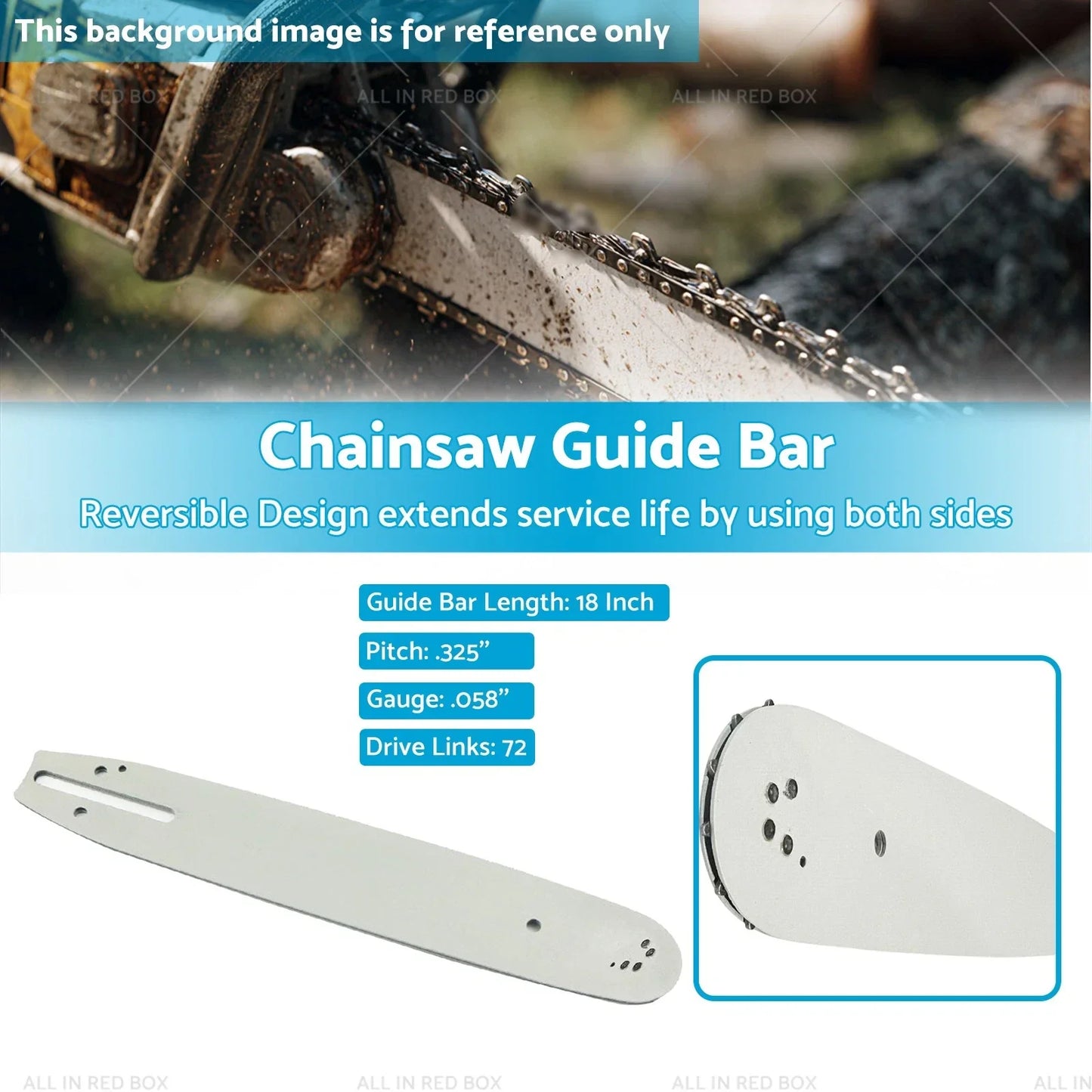 18" .325 .058 72DL Chainsaw Guide Bar for Husqvarna Jonsered