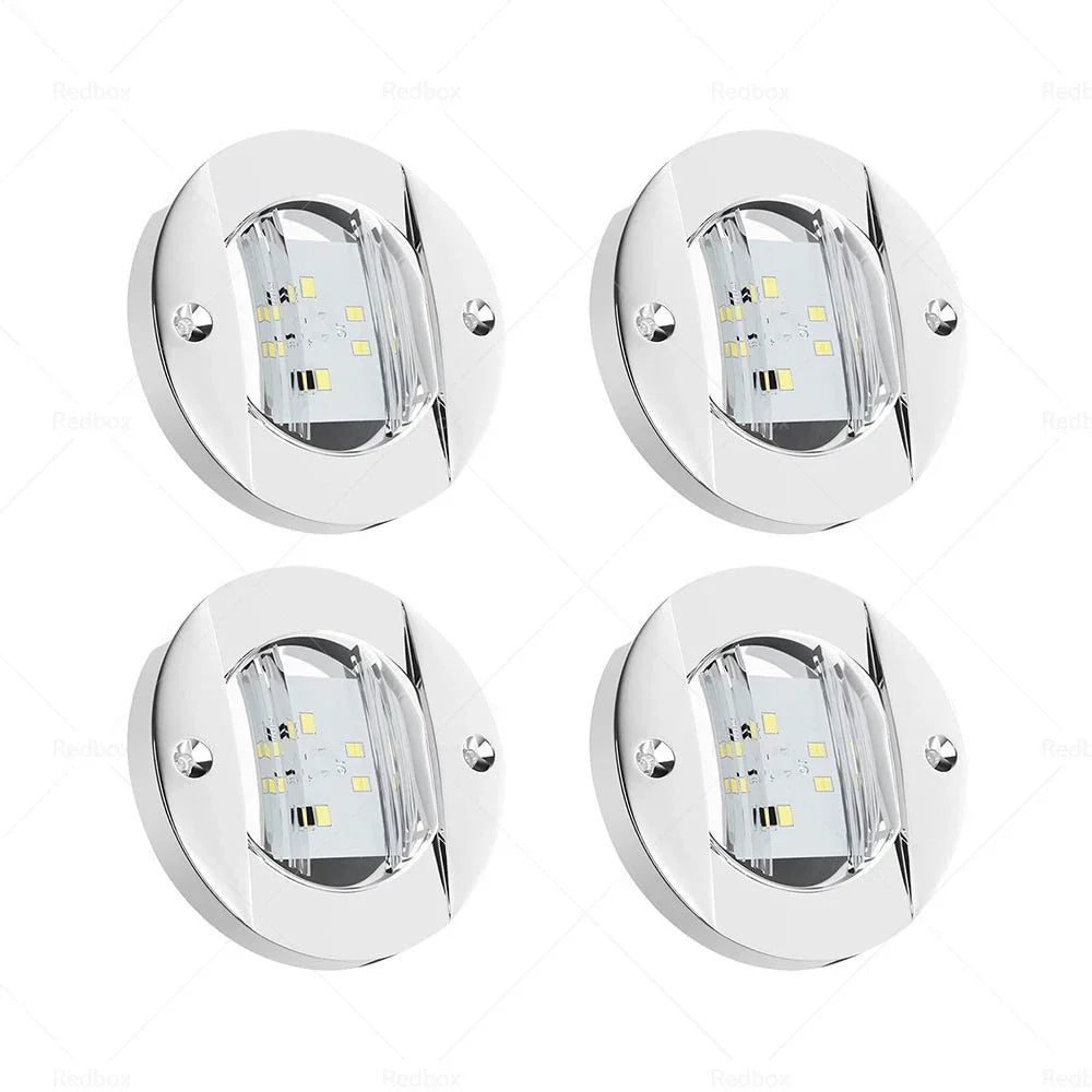 4 x Round LED Marine Boat Courtesy Lights - White (Various Years)