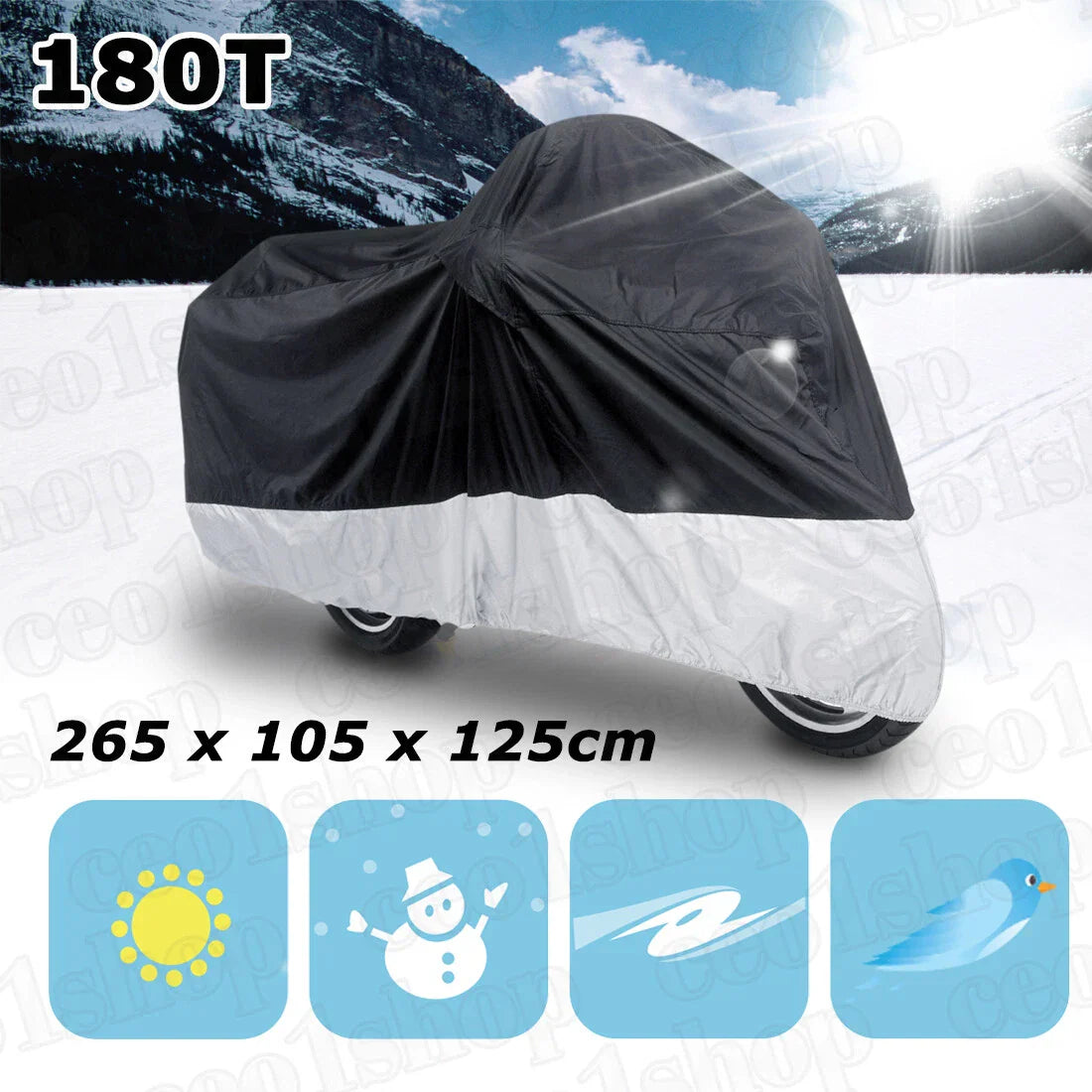 XXL Black & Silver Motorcycle Cover for Honda Shadow Rebel 250 500 750 1100 VTX (1996-2023)