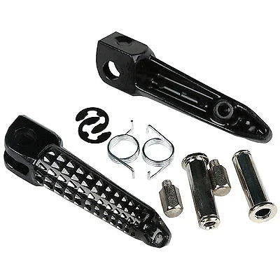 Black/Silver Front Footrest Pegs for Kawasaki ZX6R ZX10R (2003-2013)