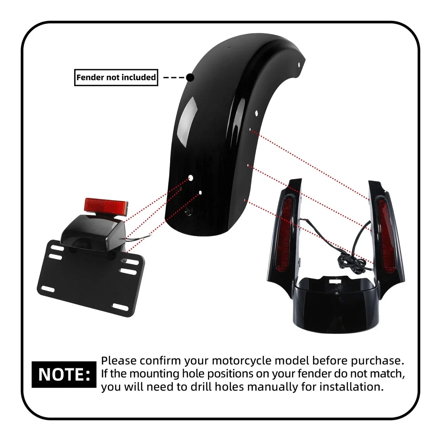Rear Fender Fascia with LED Light for Harley Touring Street Glide (2009-2013)