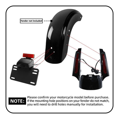 Rear Fender Fascia with LED Light for Harley Touring Street Glide (2009-2013)