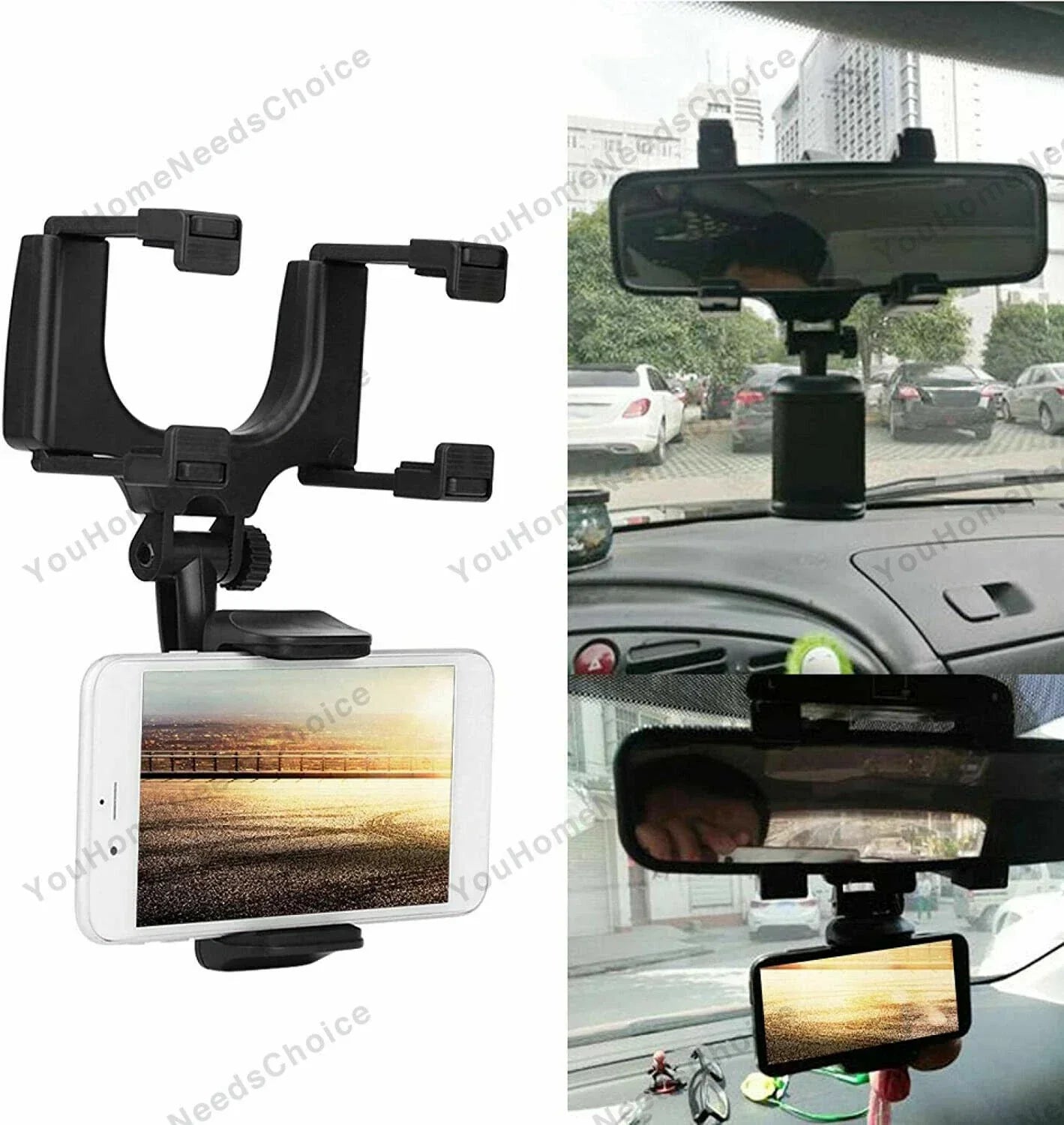 360° Car Rearview Mirror Mount Holder for Universal Cell Phone GPS