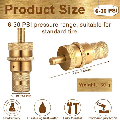4 x Brass Tire Deflators Kit for Car SUV 6-30 PSI Air Valve Core