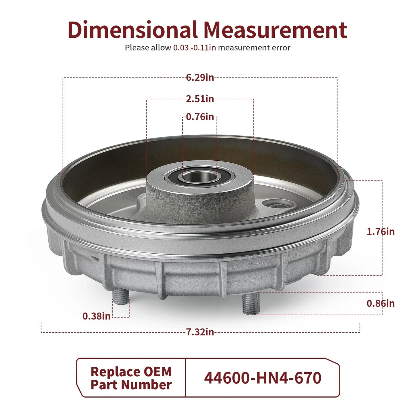 2 x Front Brake Drum for Honda Rancher 350 2X4 TRX350TM (2000–2006)