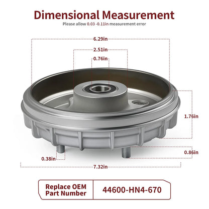 2 x Front Brake Drum for Honda Rancher 350 2X4 TRX350TM (2000–2006)
