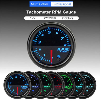 2'' 52mm Tacho Gauge Meter Tachometer 0-8000 RPM for Engine (1-10 Cylinder)