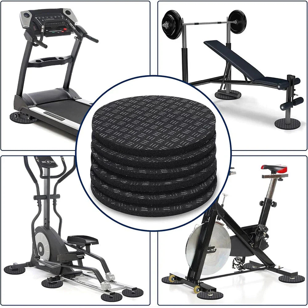 6pcs Non-Slip Mat for Treadmill & Exercise Bike - Black