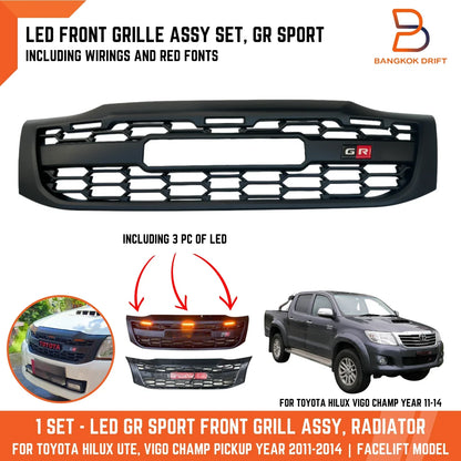 GR Sport LED Front Grille Assembly for Toyota Hilux Ute Vigo Champ (2011-2014)