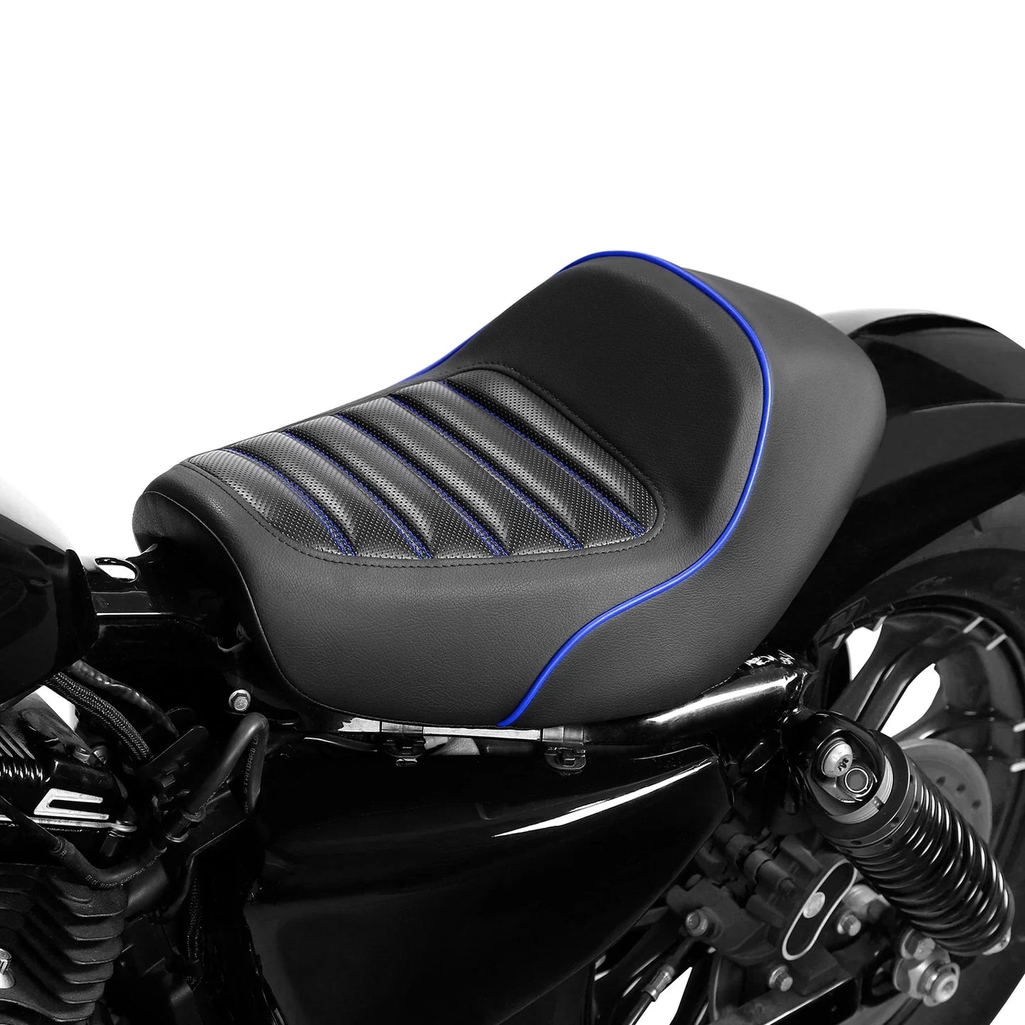Black Blue Front Solo Driver Seat for Harley Sportster XL883 1200 (2010-2022)