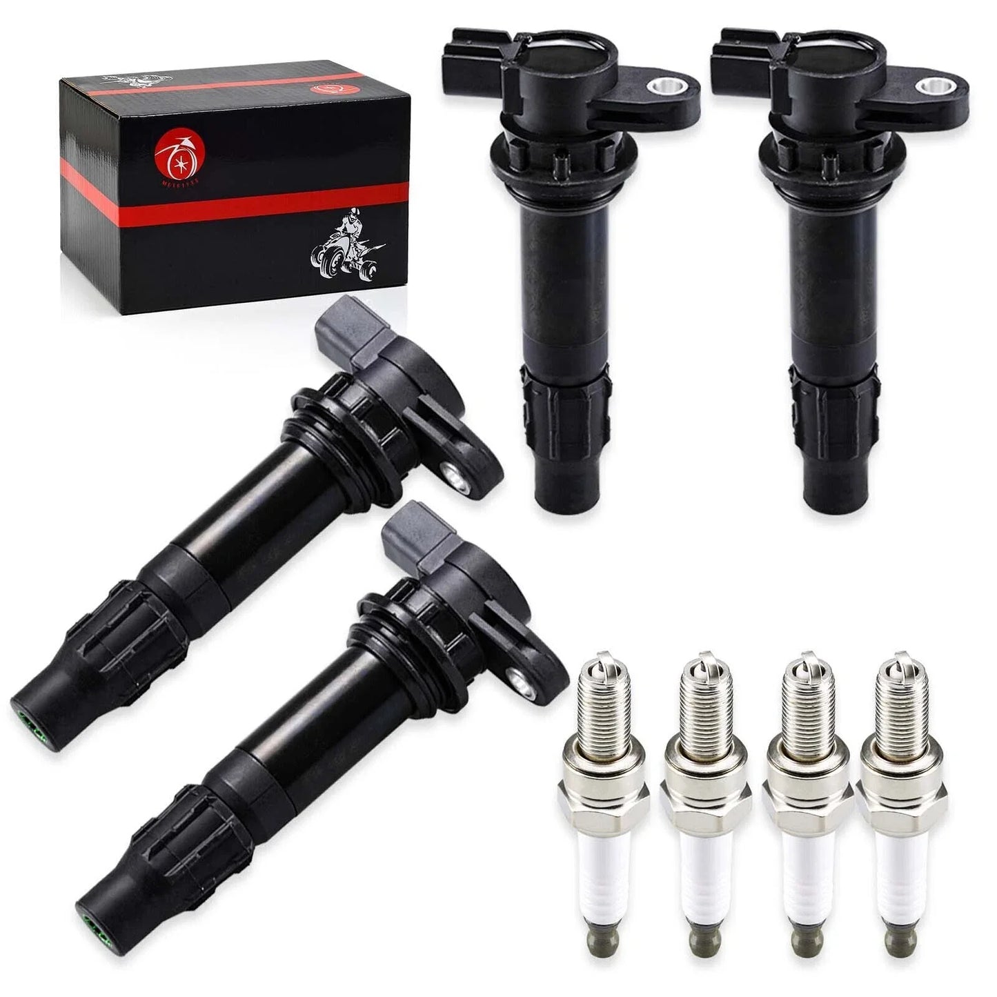 4 x Coil & Spark Plug for Yamaha WaveRunner VX Cruiser Deluxe (2006–2015)