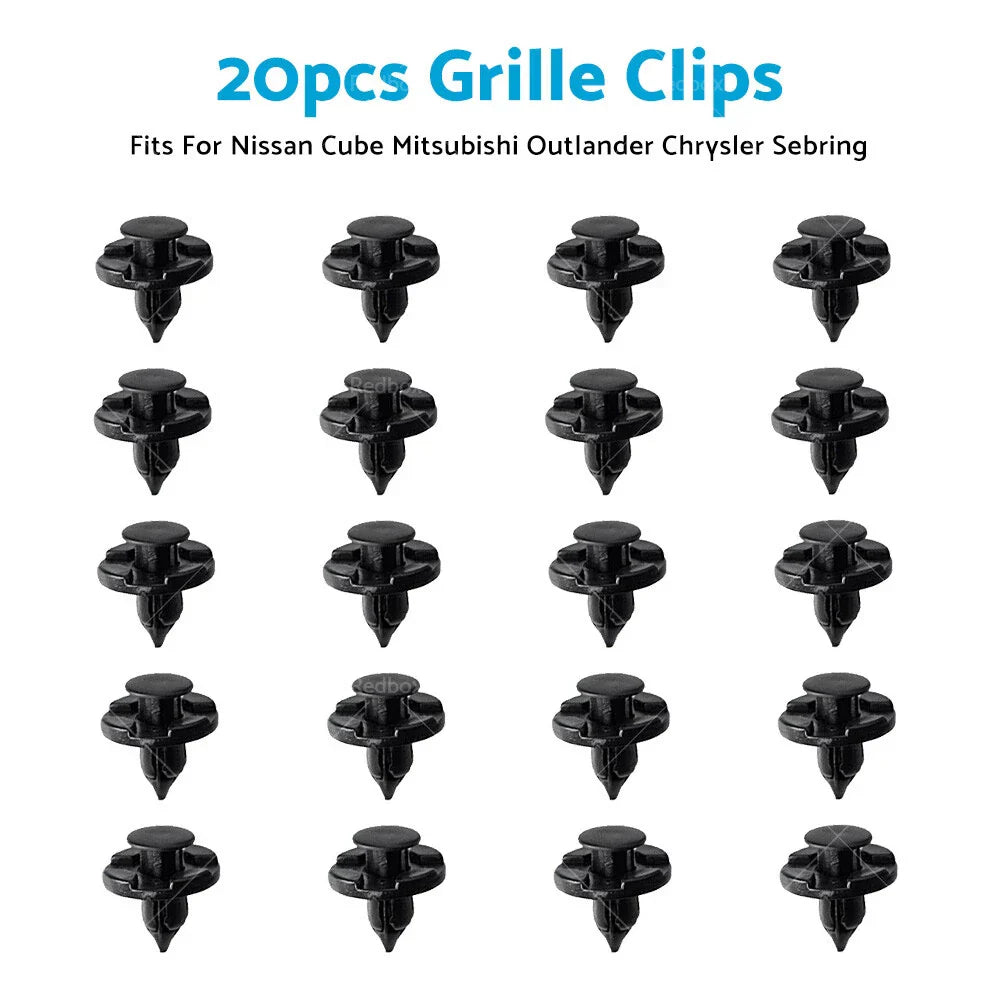 8mm 20x Grille Clips for Nissan Patrol, Cube, Mitsubishi Outlander, Sebring