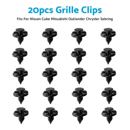 8mm 20x Grille Clips for Nissan Patrol, Cube, Mitsubishi Outlander, Sebring