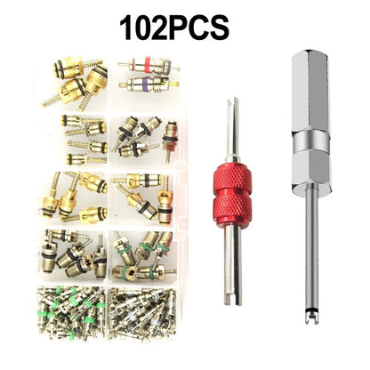 102Pcs Tire Valve Stem Cores Repair Tool for Car Air Conditioning