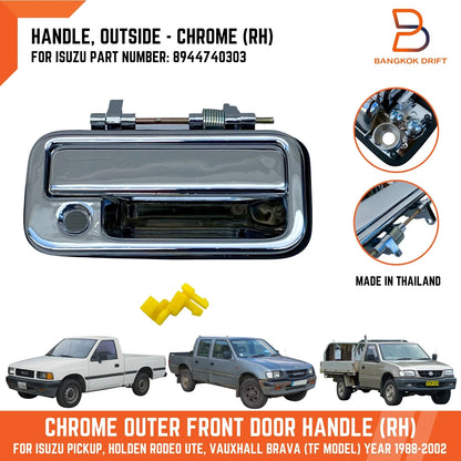 RH Chrome Outside Front Door Handle for Holden Rodeo Ute (88-02)