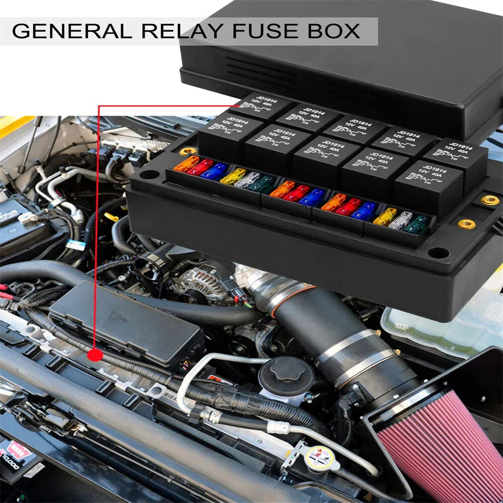 10 x 5Pin 40A Relay & 15 Fuses Pre-Wired Fuse Relay Box for RV Car SUV Boat