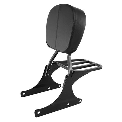 Chrome/Black Sissy Bar Backrest Luggage Rack for Harley Softail (1984-2005)