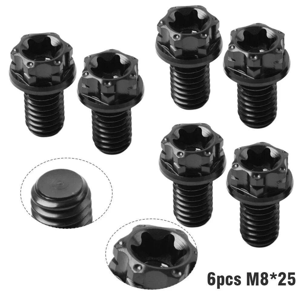 6pcs M8x25mm Titanium Torx Head Flange Bolts for Motorcycle Bike