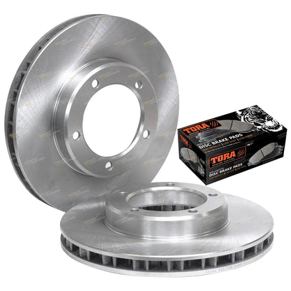 2 Front Disc Rotors + Brake Pads Kit for Landcruiser VDJ76/78/79 (2007–2017)
