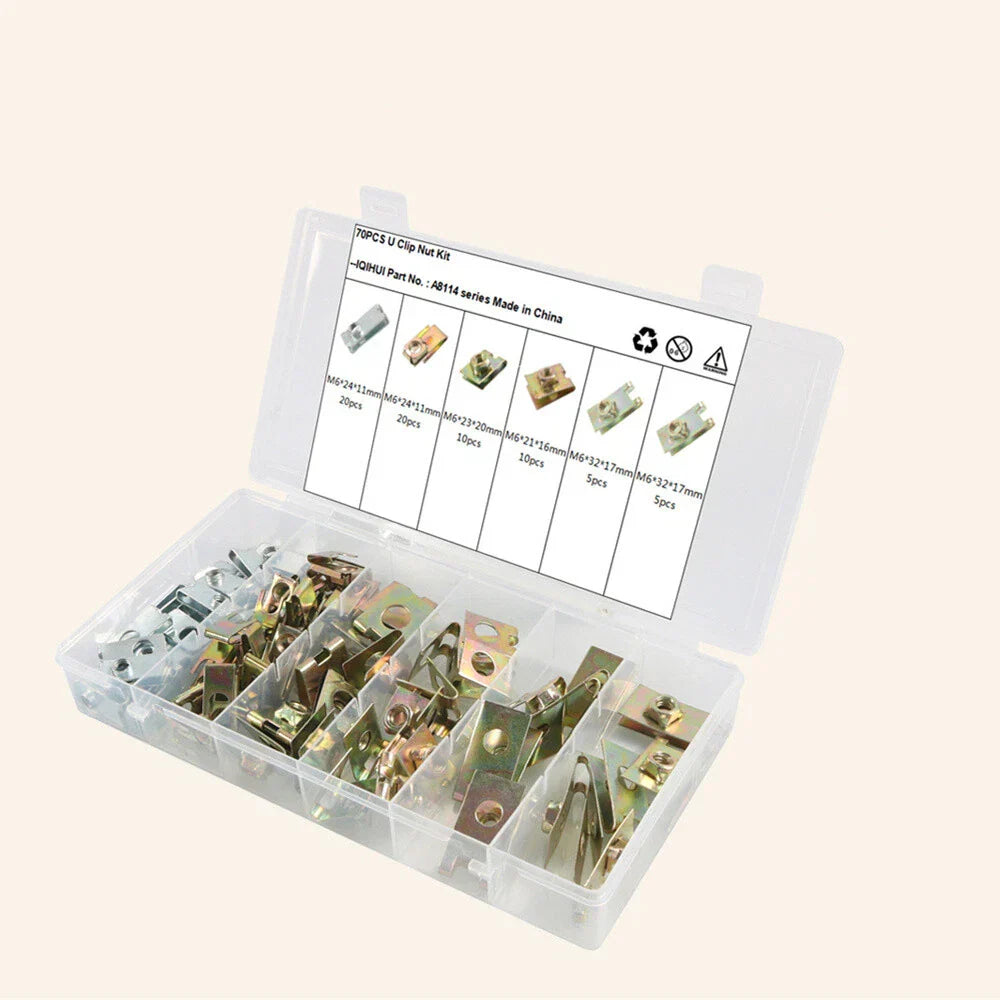 Metal U-Type Base Fender Bumper Fastener Clips for 70X