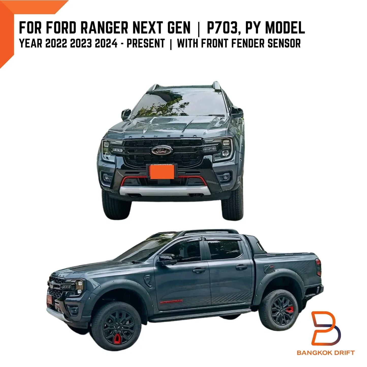 Bolted Fender Flare Arch for Ford Ranger 2022-2024 ( Sensor Holes)