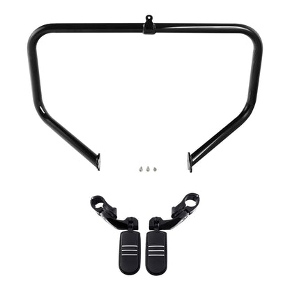 Black Highway Engine Guard Crash Bar Foot Pegs for Harley Road Glide (09-24)