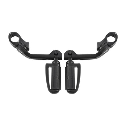 1 1/4 in Highway Bar Footpegs Long Angled Mount Kit for Motorcycle Matte Black