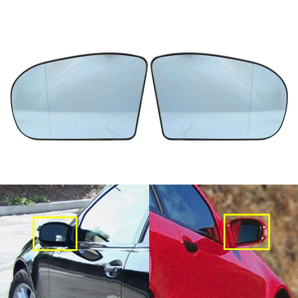 Blue Wide Angle Heated Door Mirror Glass for Benz C E Class (2001-2009)