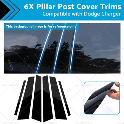 6 x Glossy Black Pillar Post Covers for Dodge Charger (2011-2021)