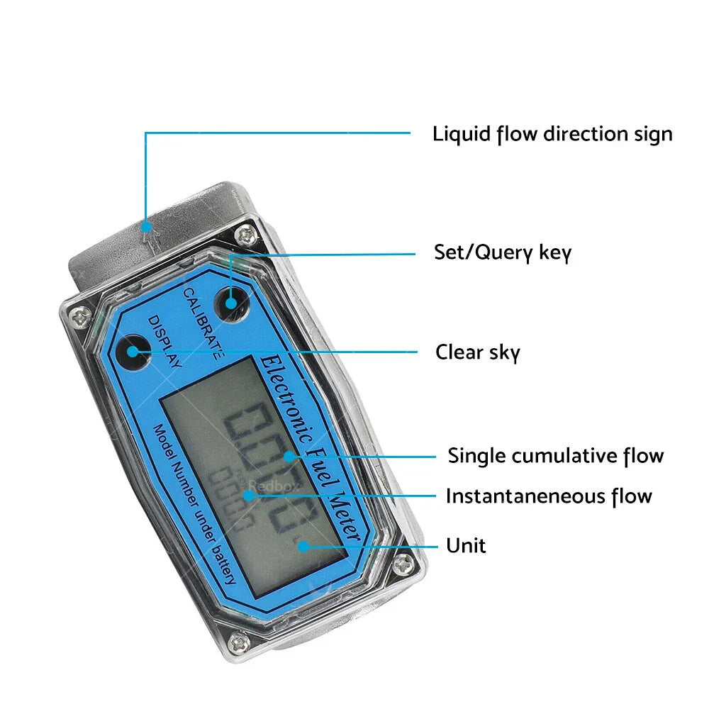 Digital Diesel Water Fuel Flow Meter Oval Gear Gauge 1/1.5/2" for Turbine