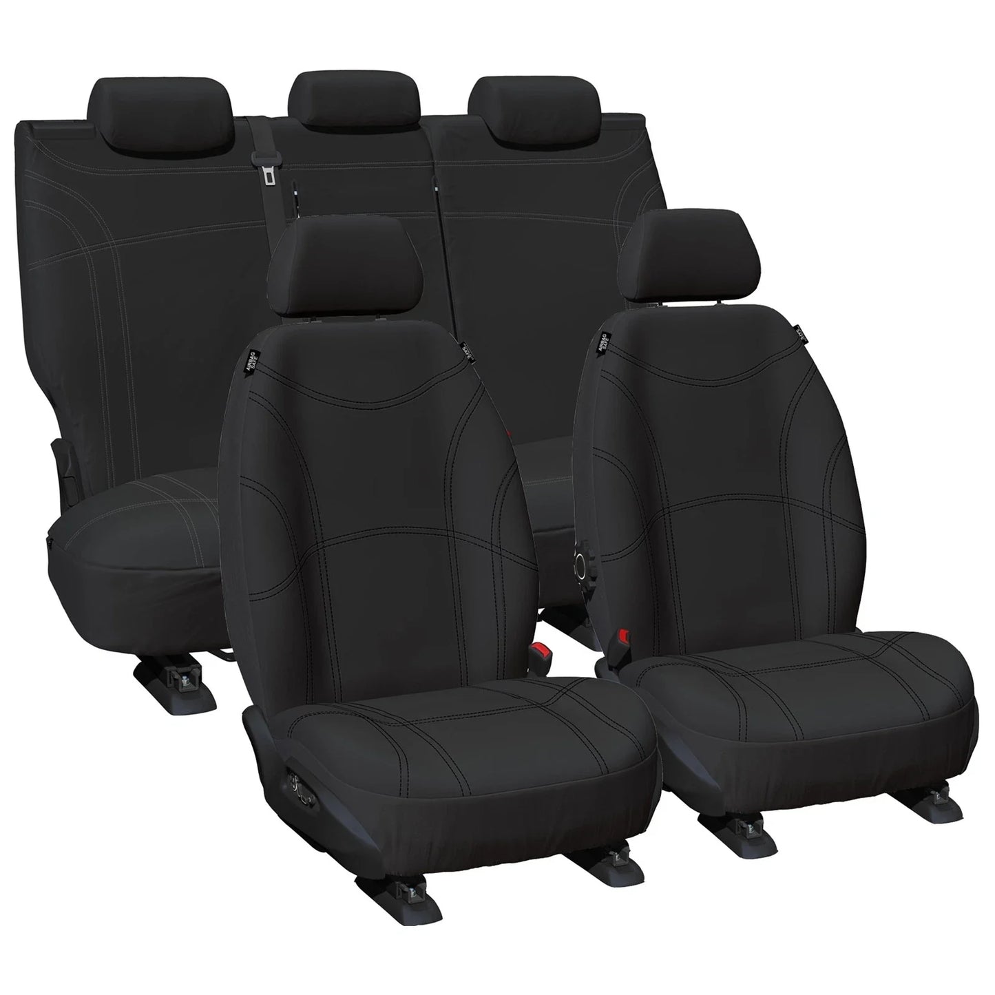 Front and Rear Black Neoprene Seat Covers for Ford Ranger PX PX3 (2015-2021)