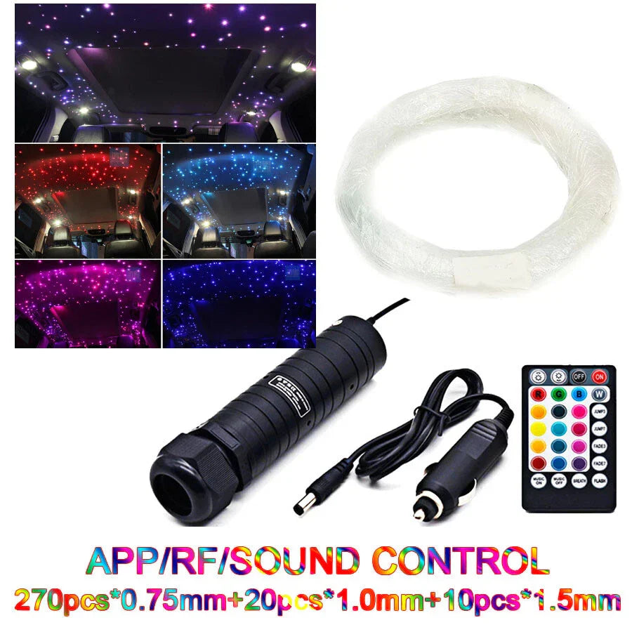 12V RGB Roof Ceiling Star Light Kit for Car - 300Pcs Fiber Optic (All Years)