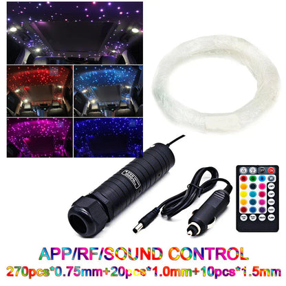 12V RGB Roof Ceiling Star Light Kit for Car - 300Pcs Fiber Optic (All Years)