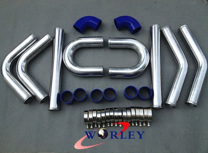 2.5" Blue Aluminum Turbo Intercooler Pipe Kit for Universal Vehicles