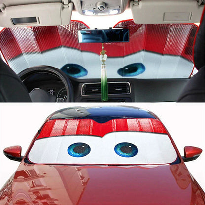 Cartoon Eye Windshield Sunshade Cover for Car - Red (No Year Specified)
