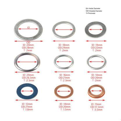 140Pcs Oil Drain Plug Washer Gasket Seal for Nissan (Various Years)