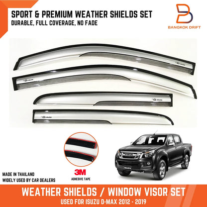 Silver Visor Rain Shield Wind Deflector for Isuzu D-Max (2012-2019)