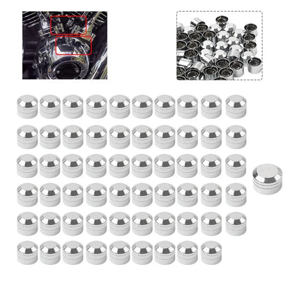 60 x Chrome Engine Bolt Caps Covers for Harley Evolution Engines (1984-1999)