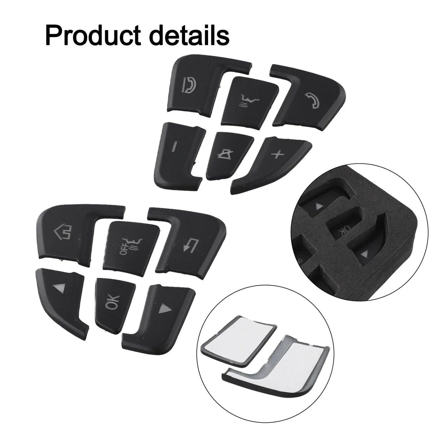 Black ABS Button Cover Sticker / 12pcs / Button Cover Sticker for Mercedes C-Class W205 (2014–2021)