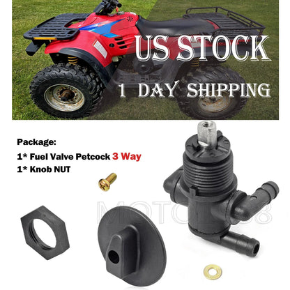 Fuel Valve Petcock 3 Way & Knob Nut for Polaris Sportsman 600/700 Twin (1999–2006)
