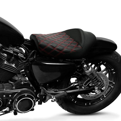 Black Red Driver Rider Seat for Harley Sportster Iron XL883 XL1200 (2010-2022)