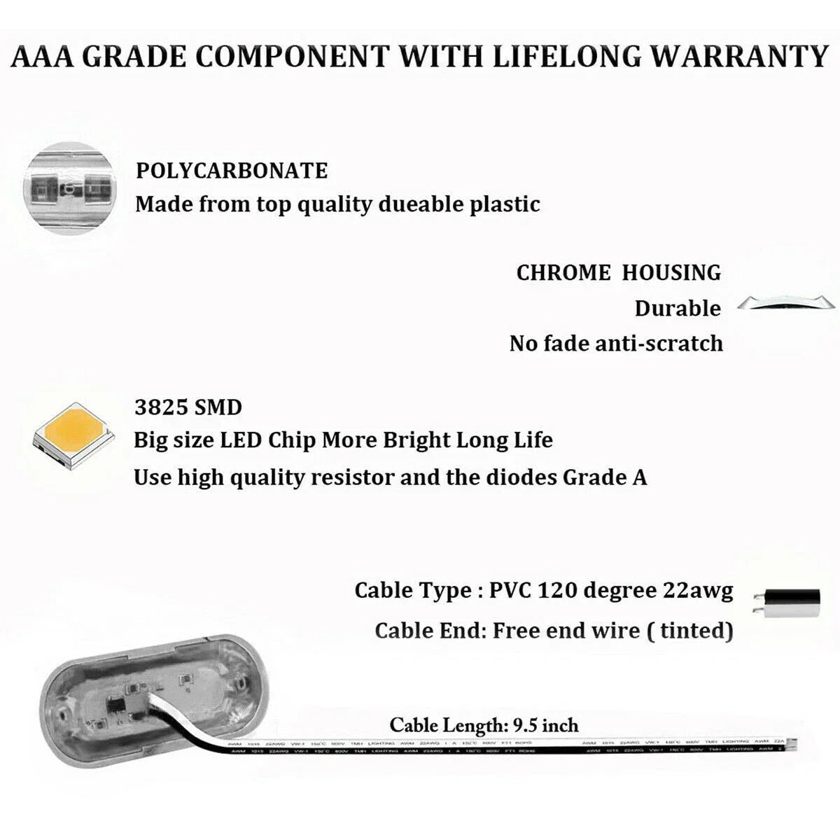 4 x Waterproof 12V-24V Stern Transom Light for Marine Boat LED Deck Courtesy
