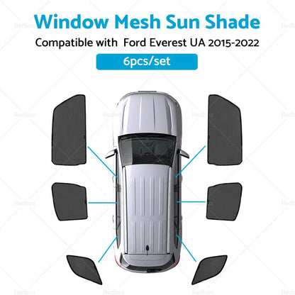 6x Foldable Window Mesh Sun Shade for Ford Everest (2015-2022)