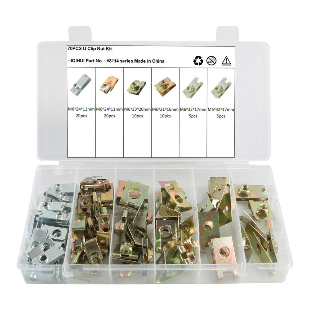 Metal U-Type Base Fender Bumper Fastener Clips for 70X