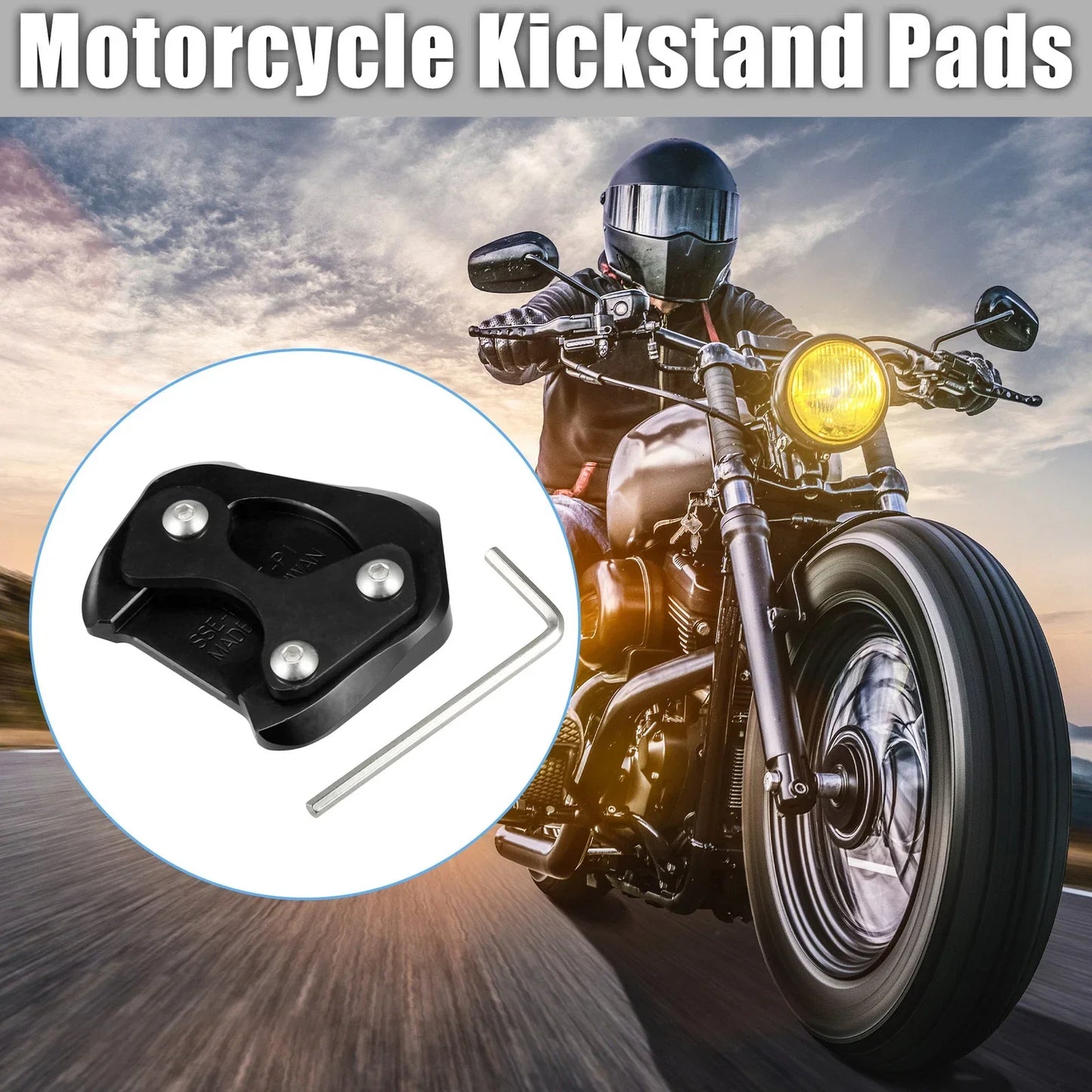 Kickstand Pad Set Aluminum Alloy for HONDA CB200X (2021-2022) Black