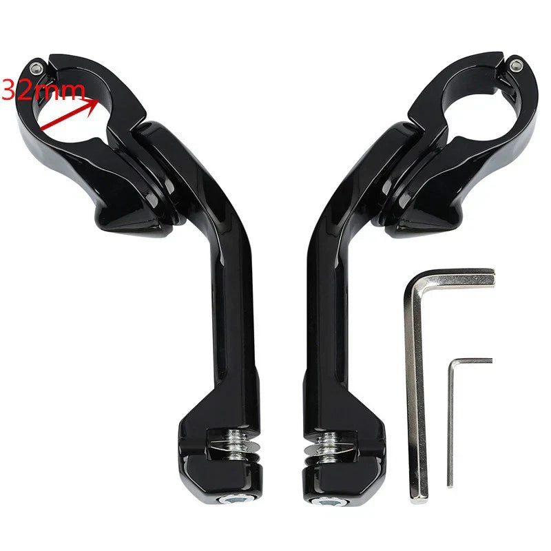 1 x Black 1-1/4" Long Angled Adjustable Highway Foot Pegs for Harley Dyna
